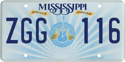 MS license plate ZGG116