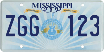 MS license plate ZGG123
