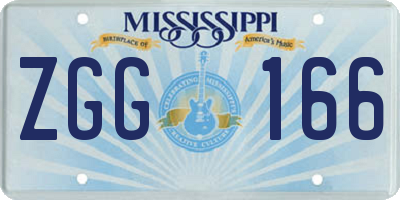MS license plate ZGG166