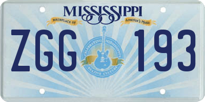 MS license plate ZGG193