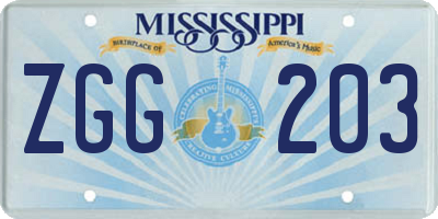 MS license plate ZGG203