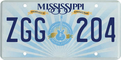 MS license plate ZGG204