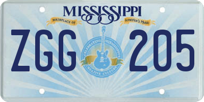 MS license plate ZGG205