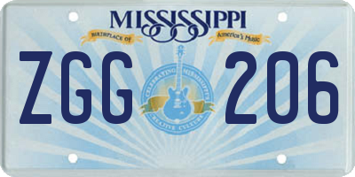 MS license plate ZGG206