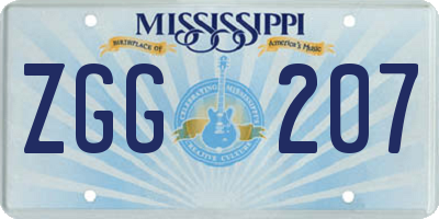 MS license plate ZGG207