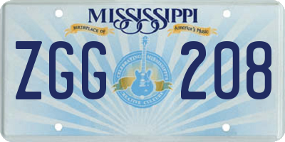 MS license plate ZGG208