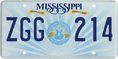 MS license plate ZGG214