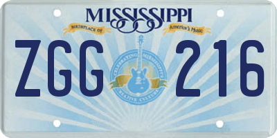MS license plate ZGG216