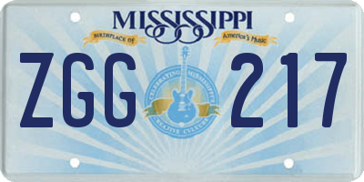 MS license plate ZGG217