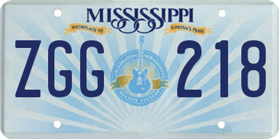 MS license plate ZGG218