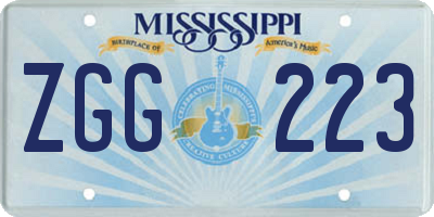 MS license plate ZGG223