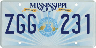 MS license plate ZGG231
