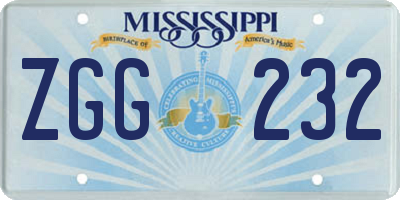 MS license plate ZGG232