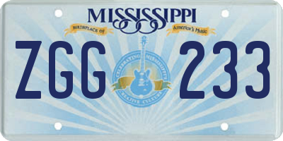 MS license plate ZGG233