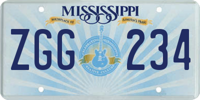 MS license plate ZGG234