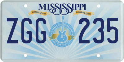 MS license plate ZGG235