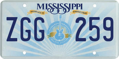 MS license plate ZGG259