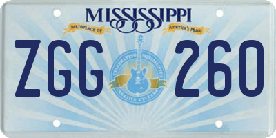 MS license plate ZGG260