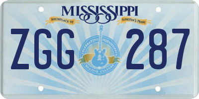 MS license plate ZGG287