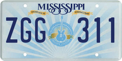 MS license plate ZGG311