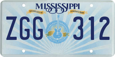 MS license plate ZGG312