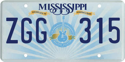 MS license plate ZGG315