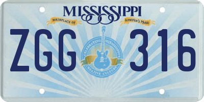 MS license plate ZGG316