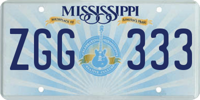 MS license plate ZGG333