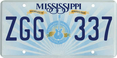 MS license plate ZGG337