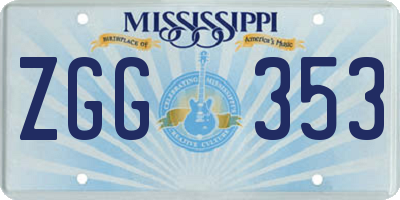 MS license plate ZGG353