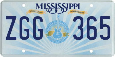 MS license plate ZGG365