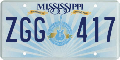 MS license plate ZGG417
