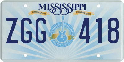 MS license plate ZGG418