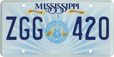 MS license plate ZGG420