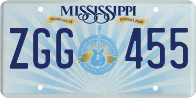 MS license plate ZGG455