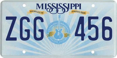 MS license plate ZGG456