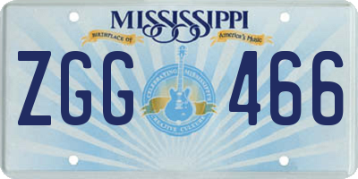 MS license plate ZGG466