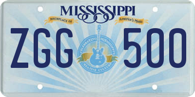 MS license plate ZGG500
