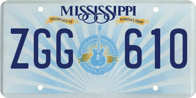 MS license plate ZGG610