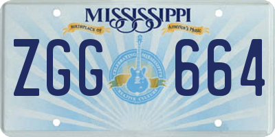 MS license plate ZGG664