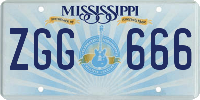MS license plate ZGG666