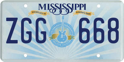 MS license plate ZGG668