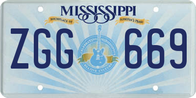 MS license plate ZGG669