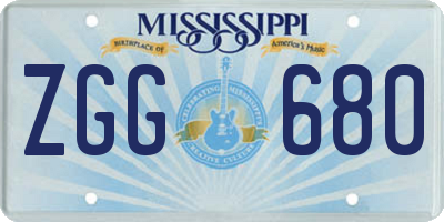 MS license plate ZGG680