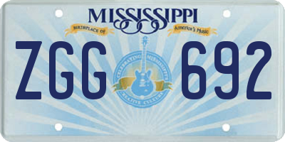 MS license plate ZGG692