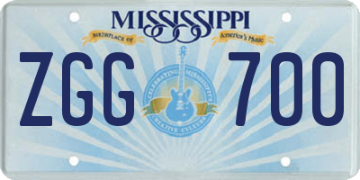 MS license plate ZGG700