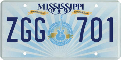 MS license plate ZGG701