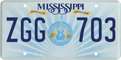 MS license plate ZGG703