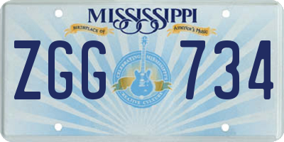 MS license plate ZGG734