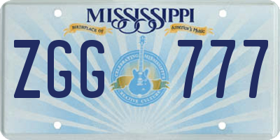 MS license plate ZGG777